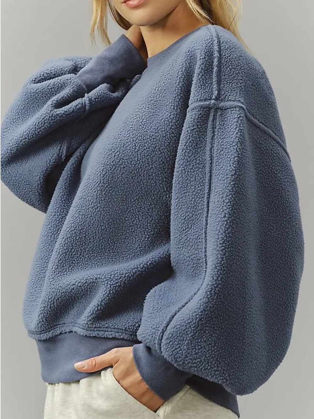 Pilcro Slouchy Crew Neck Dusty Blue